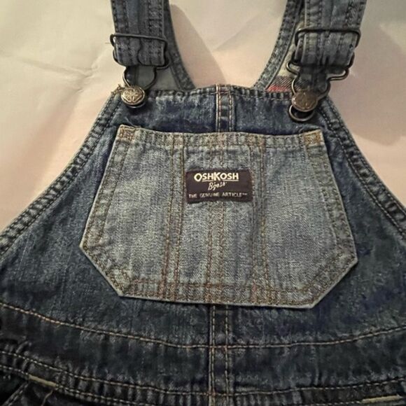 Like NEW 24 month Osh Gish Bgosh denim knit like overalls - Picture 3 of 16